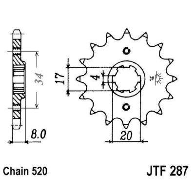 Řetězové kolečko JT JTF 287-14 14 zubů, 520