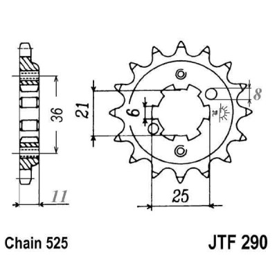 Řetězové kolečko JT JTF 290-15 15 zubů, 525