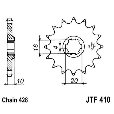Řetězové kolečko JT JTF 410-14 14 zubů, 428
