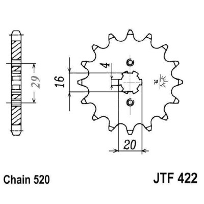 Řetězové kolečko JT JTF 422-12 12 zubů, 520