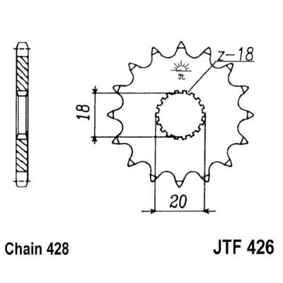 Řetězové kolečko JT JTF 426-14 14 zubů, 428