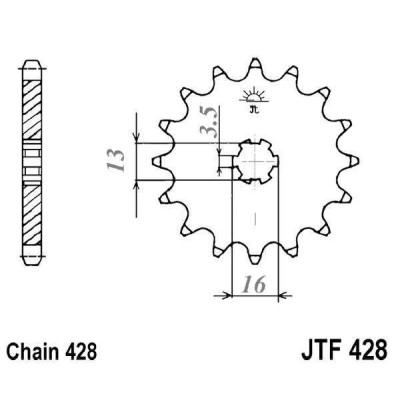 Řetězové kolečko JT JTF 428-14 14 zubů, 428