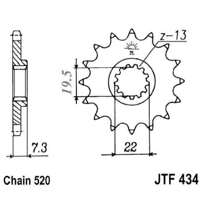 Řetězové kolečko JT JTF 434-14 14 zubů, 520