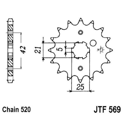 Řetězové kolečko JT JTF 569-14 14 zubů, 520