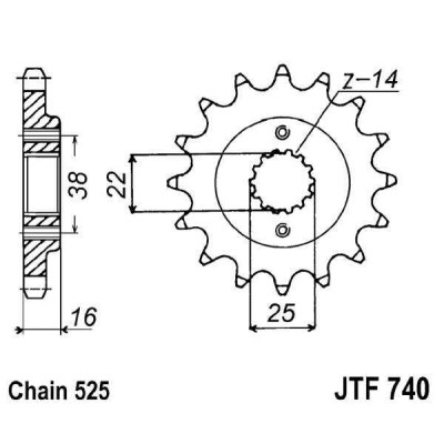 Řetězové kolečko JT JTF 740-14 14 zubů, 525