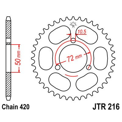Řetězová rozeta JT JTR 216-47 47 zubů, 420