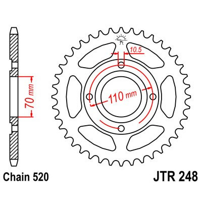 Řetězová rozeta JT JTR 248-44 44 zubů, 520