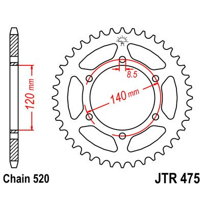 Řetězová rozeta JT JTR 475-42 42 zubů, 520