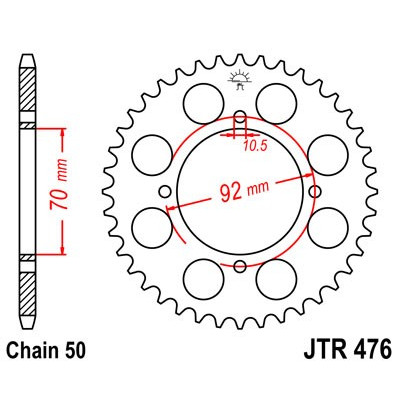 Řetězová rozeta JT JTR 476-45 45 zubů, 530