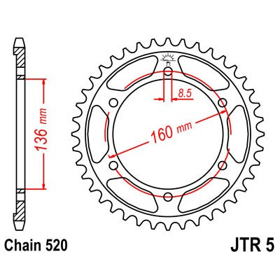 Řetězová rozeta JT JTR 5-47 47 zubů, 520