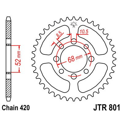 Řetězová rozeta JT JTR 801-54 54 zubů, 420