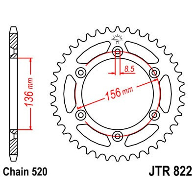 Řetězová rozeta JT JTR 822-43 43 zubů, 520