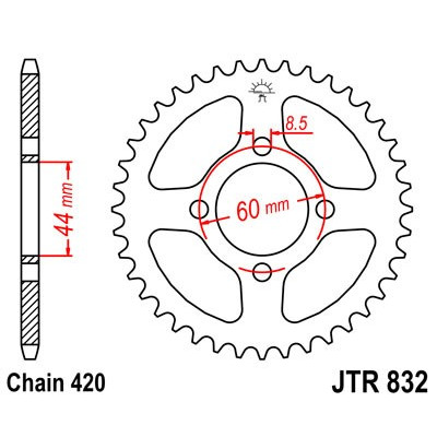 Řetězová rozeta JT JTR 832-52 52 zubů, 420