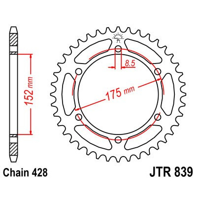 Řetězová rozeta JT JTR 839-55 55 zubů, 428