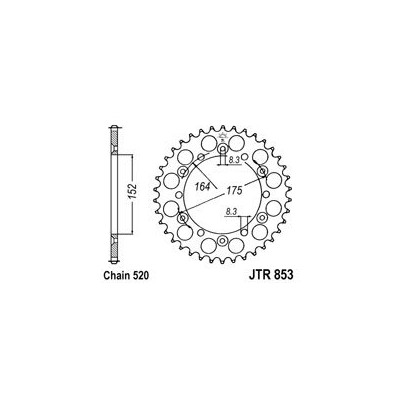 Řetězová rozeta JT JTR 853-44 44 zubů, 520
