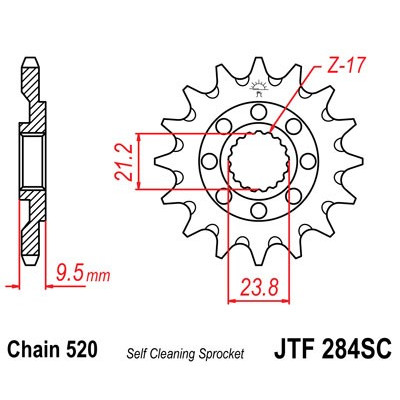 Řetězové kolečko JT JTF 284-13SC 13 zubů, 520 Samočistící, Nízká hmotnost