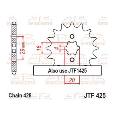 Řetězové kolečko JT JTF 425-14 14 zubů, 428