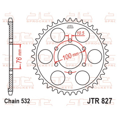 Řetězová rozeta JT JTR 827-44 44 zubů, 532