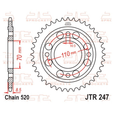 Řetězová rozeta JT JTR 247-41 41 zubů, 520
