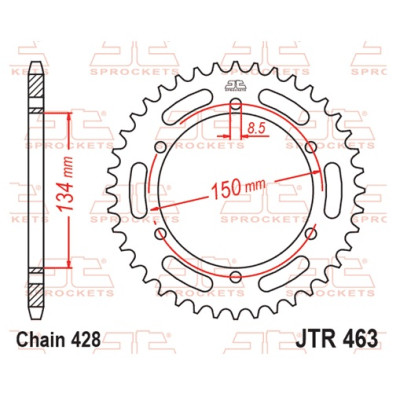 Řetězová rozeta JT JTR 463-50 50 zubů, 428