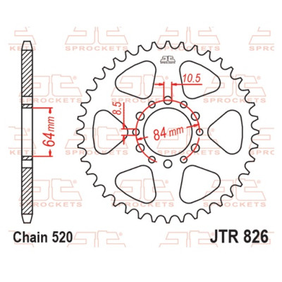 Řetězová rozeta JT JTR 826-47 47 zubů, 520
