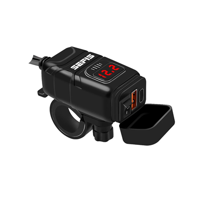 UN10 2x USB nabíječka / zásuvka s voltmetrem moto baterie