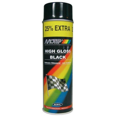 Akrylový lak, černý lesklý, sprej 500 ml - MOTIP DUPLI 04005