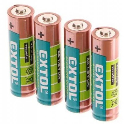 Baterie alkalické ULTRA +, 1,5V AA (LR6), sada 4 kusy - EXTOL LIGHT EX42011