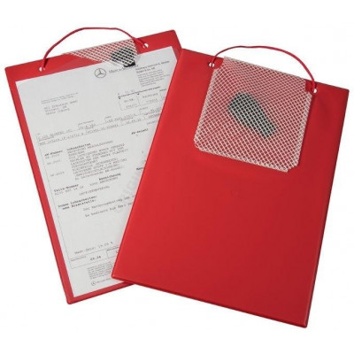 Desky na dokumenty A4, se suchým zipem, poutkem a kapsou na klíče, červené - Plus