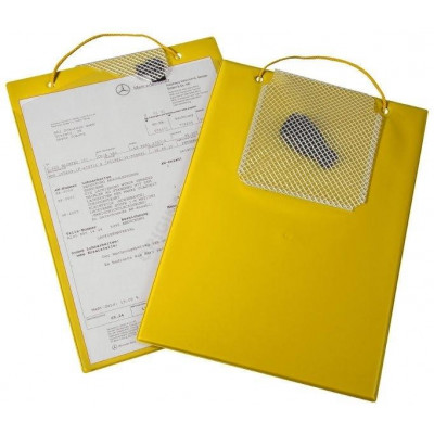 Desky na dokumenty A4, se suchým zipem, poutkem a kapsou na klíče, žluté - Plus