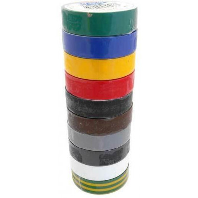 Izolační pásky elektrikářské 15 mm × 10 m, různé barvy, 10 ks