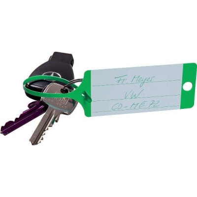 Klíčenky - visačky na klíče se štítkem a poutkem zelené, plast, balení 100 ks