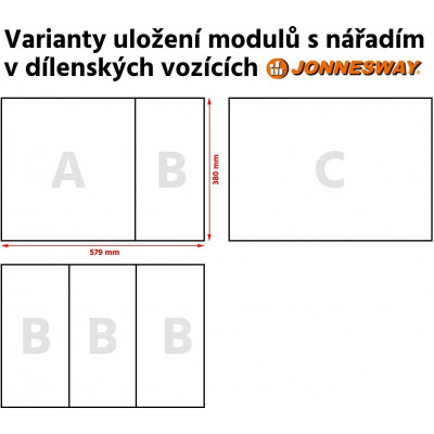 Modul pěnový - kleště seger 180 mm a samosvorné, sada 5 ks - JONNESWAY P32M105KV