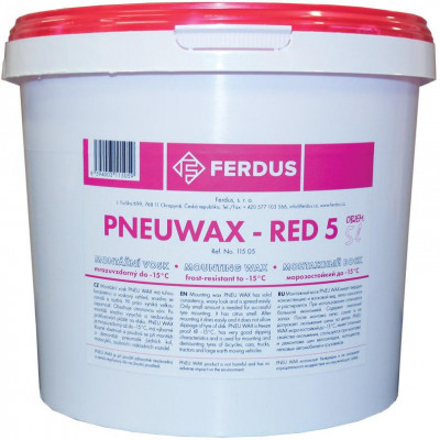 Montážní vosk, pasta Ferdus PNEU WAX - RED 5, červený, mrazuvzdorný, 5 litrů