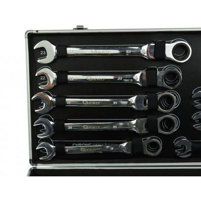 Očkoploché kloubové klíče s ráčnou, 6 - 32 mm, sada 22 kusů, v kufříku