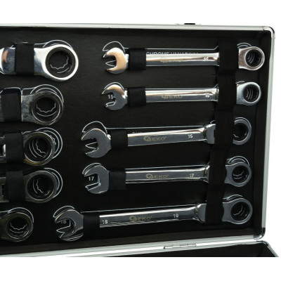 Očkoploché kloubové klíče s ráčnou, 6 - 32 mm, sada 22 kusů, v kufříku