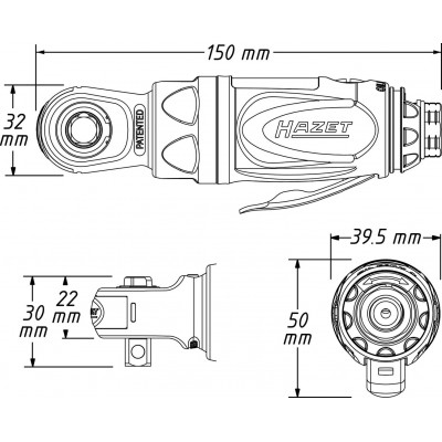 Pneumatická račňa MINI 54 Nm 3/8 " - Hazet 9021 P-2