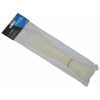 Stahovací pásky 5 x 250 mm, 50 kusů, bílá barva - ASTA