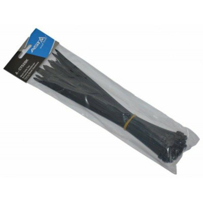 Stahovací pásky 5 x 250 mm, 50 kusů, černá barva - ASTA