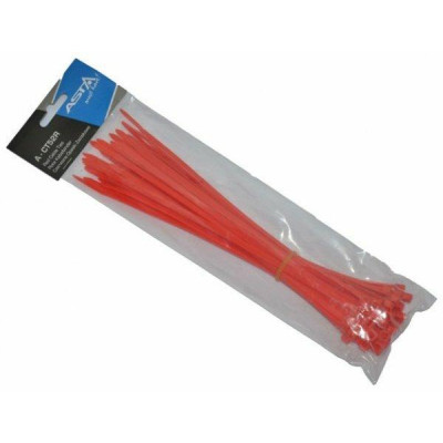Stahovací pásky 5 x 250 mm, 50 kusů, červená barva - ASTA