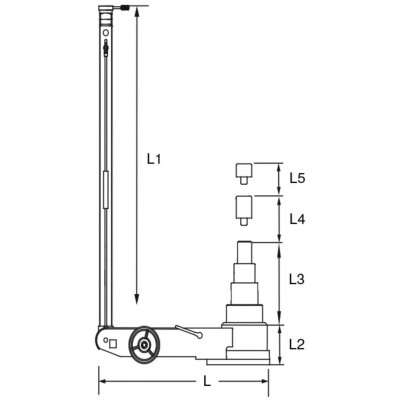 Zvedák pneumaticko-hydraulický, 60/40/22/11 t, 150 - 513 mm, pojízdný - KS TOOLS 160.0744